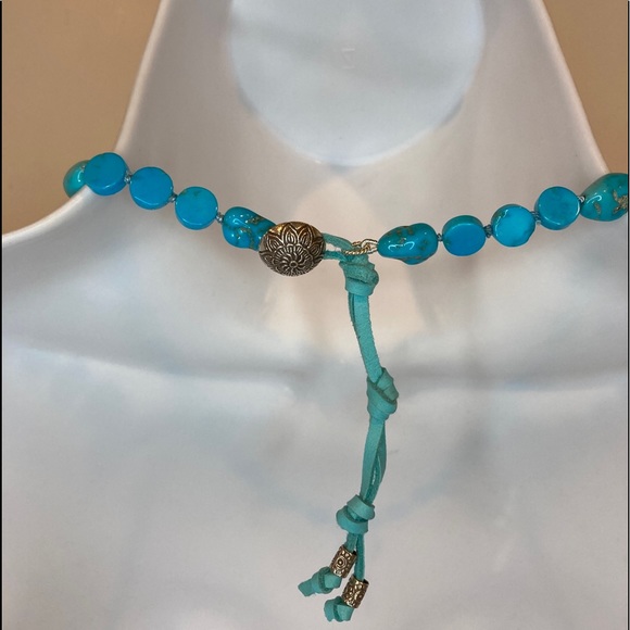 Hand Knotted Sleeping Beauty Turquoise Squash Blossom Dreamcatcher Necklace - Picture 5 of 10